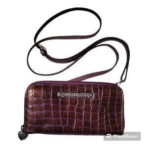 Brighton Cher Patent Leather Croc Wallet Clutch Crossbody Purse